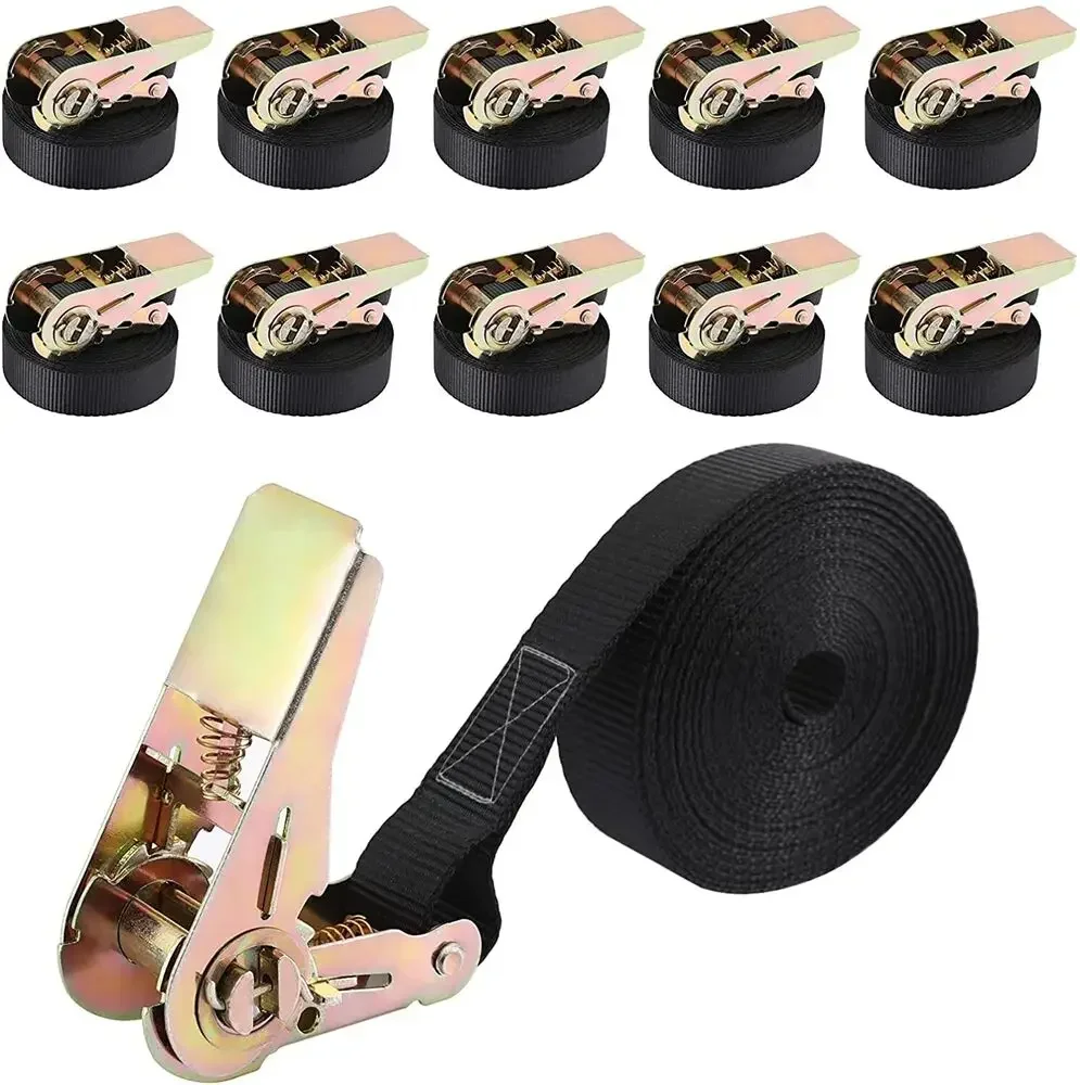 10 Pack Ratchet Straps Lashing Ties, Tension Hard Straps 25mm/6m, 0.8T Pull,100% Polyester, SGS TÜV Auto,Garden Tools Accesorios