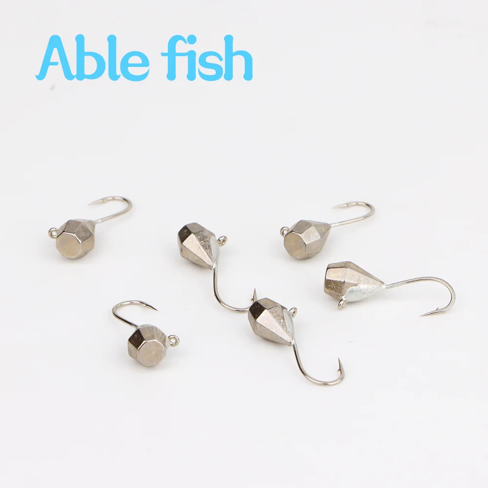 Ablefish 5PCS Tungsten Ice Jig DiamonFishing Winter Pike Hook 2.7mm/3.2mm/4.0mm/5.0mm/6.0mm,Ball Ice Jig With An Eyelet,Plain