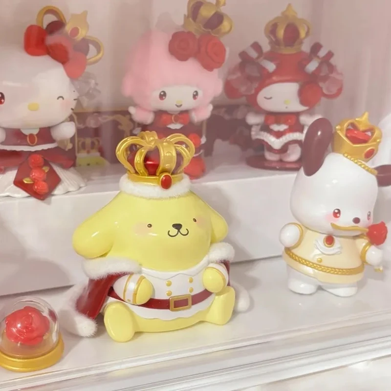 Nieuwe Sanrio Family Rose Night Series Blind Box Toy Hello Kitty Melody Kuromi Cinnamoroll Leuk Model Ornament Meisje Verjaardagscadeautjes