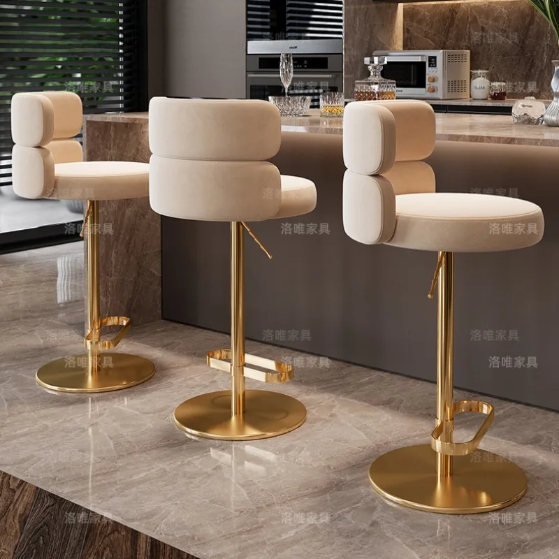 Retro Italian Bar Chairs Reception Make Up Luxury Library Bar Stools Gold Comfortable Restaurante Muebles Living Room Furniture