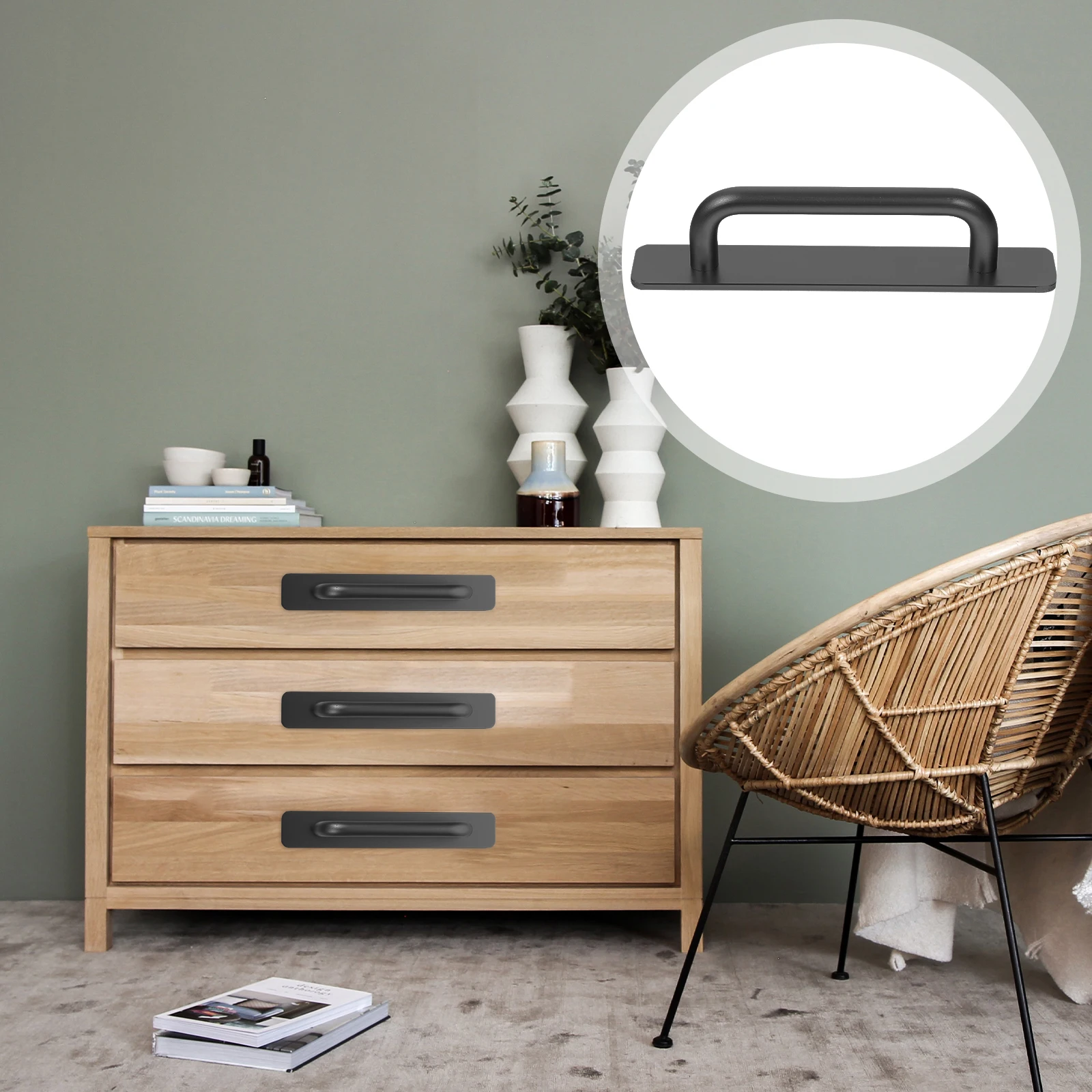 

2pcs Black Door Handle Stick on Sliding Cabinet Furniture Adhesive Handle for Window Kitchen Cupboard Indoor Drawer Pulls