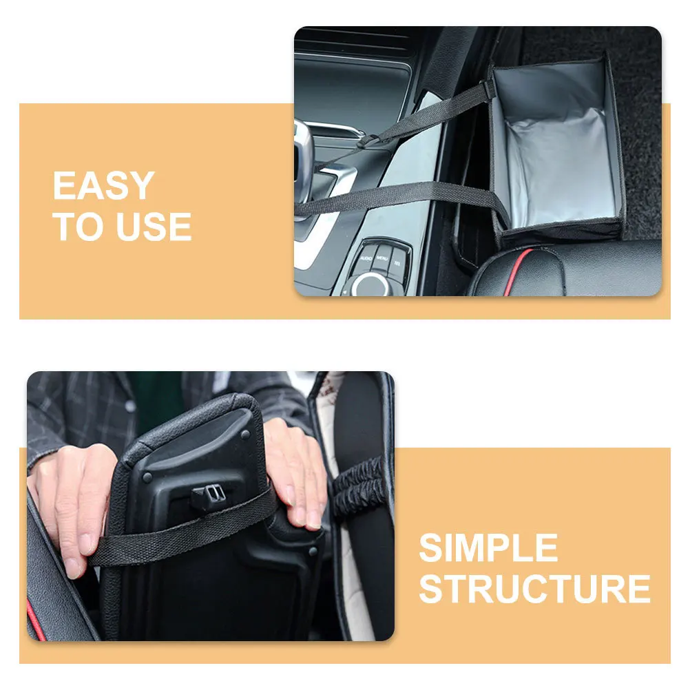 

Car Trash Bag Hanging Foldable Garbage Bin Storage Organizer Durable Easy Clean Trash Can Car Interior Front Seat Back Seat