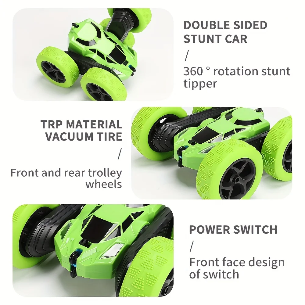 Stunt Remote Control Car 2.4Ghz Double-sided 360° Rotation RC Track Headlight, Four-wheel Drive Off-road Drift RC Racing Toy