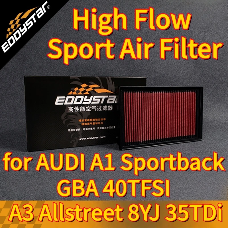 

Спортивный воздушный фильтр с высоким расходом для AUDI A1 Sportback GBA 40TFSI 07.2018-A3 Allstreet 8YJ 35TDi Моющиеся гоночные впускные фильтры