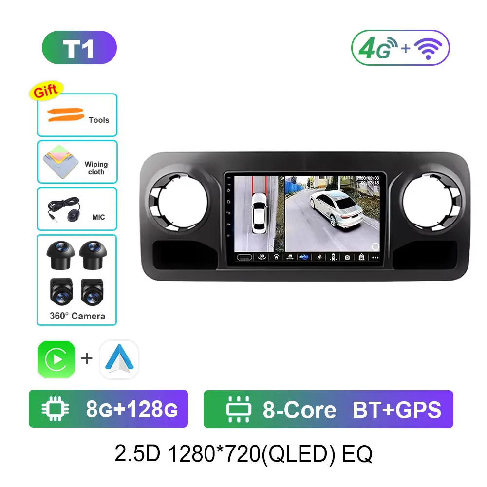 Auto Video Multimedia Speler Voor Mercedes Benz Sprinter Spinway W907 2018 2019 2020 2021 Dsp Stereo Draadloze Carplay Touchscreen
