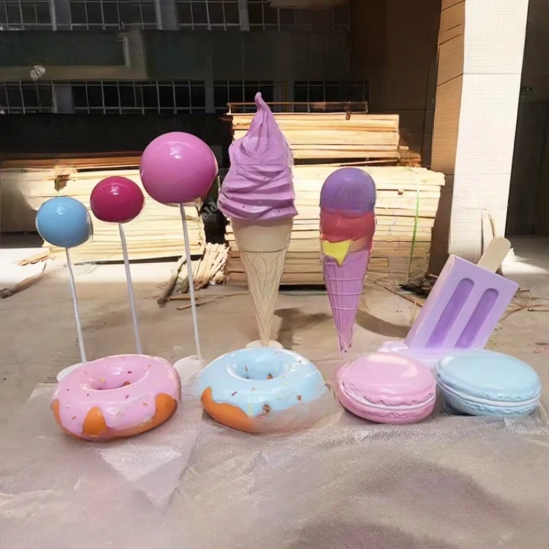 Support custom glass fiber ice cream sculpture/ice cream simulation props/large ice cream statue