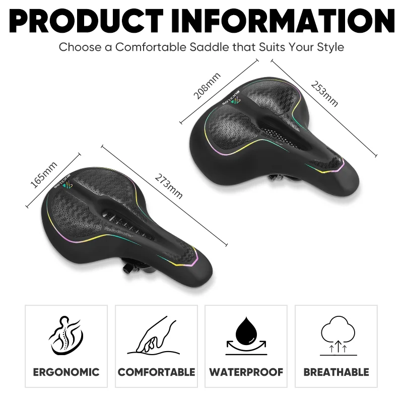 BUCKLOS MTB Shock-Absorption Saddle Soft Ergonomic Bicycle Saddle Waterproof Comfortable Mountain Bike Saddle Bicycle Parts