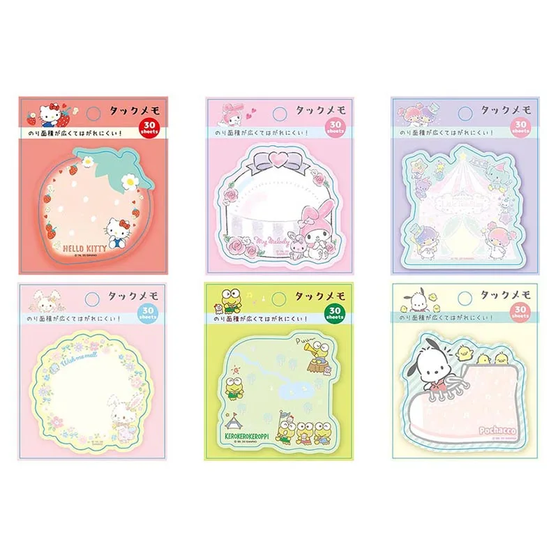 Kawaii Kitty Melody Memo Pad Sanrio Pochacco Sticky Notes Cute Stationery Label Notepad Planner Sticker Post School Supplies