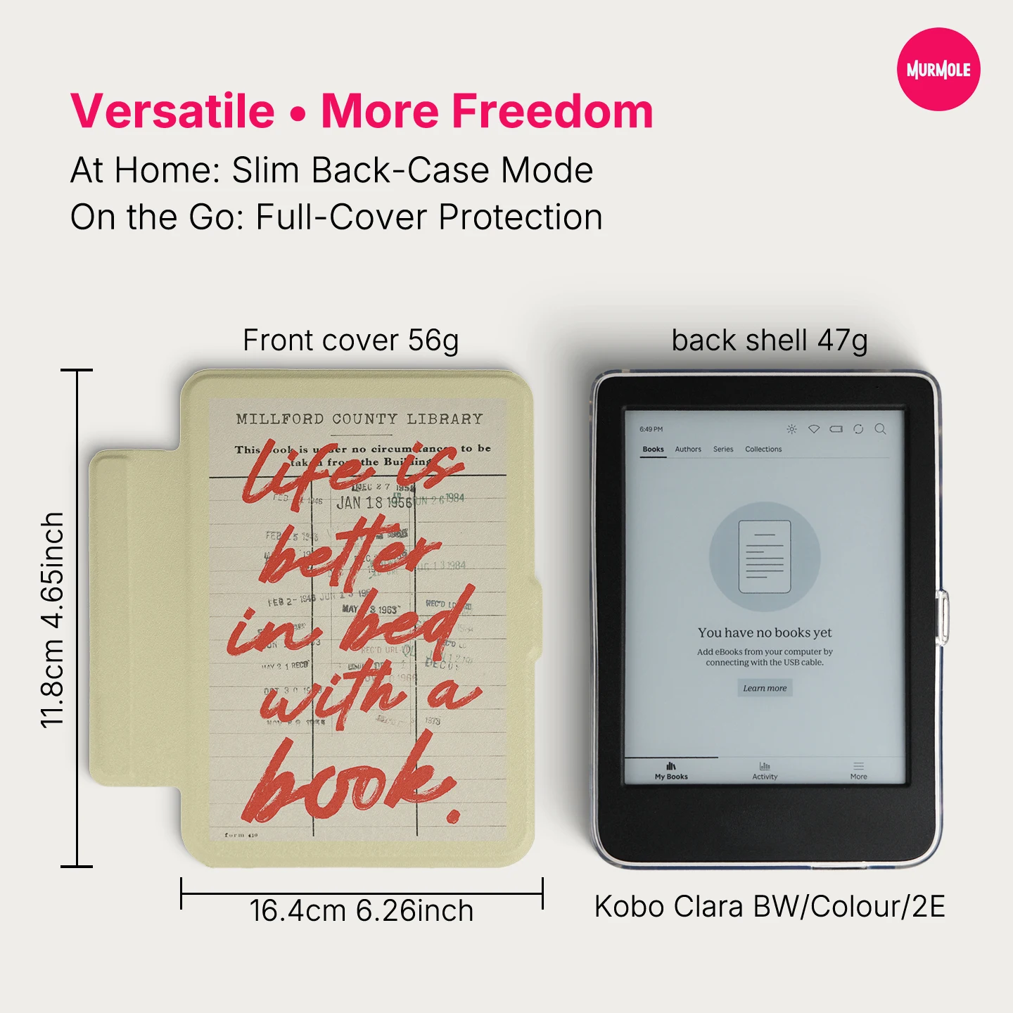 Murmole Magnetic Detachable Case for Kobo Clara BW Clara 2E Clara Colour 6 Inch Auto Sleep Wake Library Card Style view 4