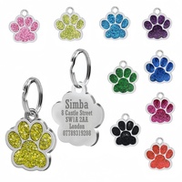 Free Personalized Dog Cat Plate Tags Engraved Puppy Pet ID Name Collar Tag Alloy Paw Glitter Pendant Pets Dogs Accessories
