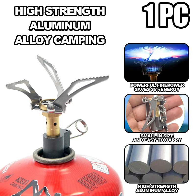 

1PC High Strength Aluminum Alloy Camping Mini Stove Head Is Lightweight Portable Foldable Windproof Energy-saving High Power