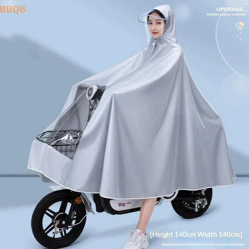 Large Size Waterproof Motorcycle Raincoat Poncho Windproof Electric Bike Rain Cape With Clear Face Shield Full Coverage Rainwear