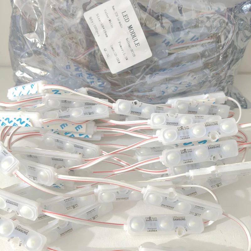 50 stks 5730 SMD LED Module Verlichting IP67 Waterdicht 3 LED Back Lights DC12V 1.5 W Spiegel Licht Rood Blauw groen Wit Led Module