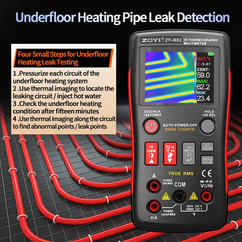 ZOYI R02 Wiederaufladbare Wärmebildkamera und Multimeter 2-in-1, -20 ℃ ~550 ℃ , Anti-Drop, 240*240 IR-Kamera