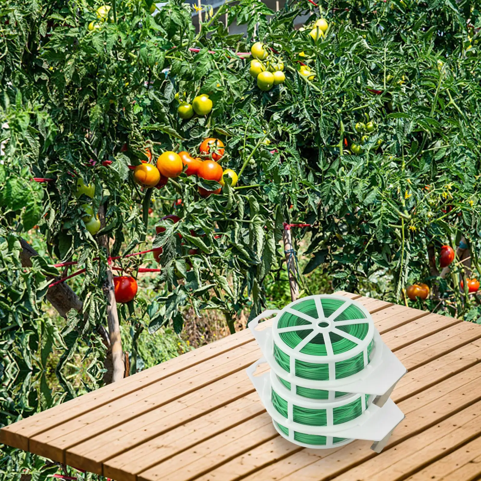 2PCS 150/200M Multifunctional Plastic Steel-Twist Tie Sturdy Reusable Garden Flower Plant Support Strap Tie Gardening Set