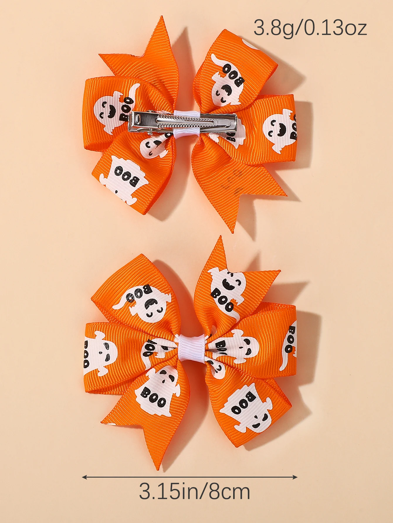 2Pcs Candy Color Children's Bow Hair Clips for Festival  Halloween Party Girls Side Clips Pumpkin Skeleton  Hair Accessories