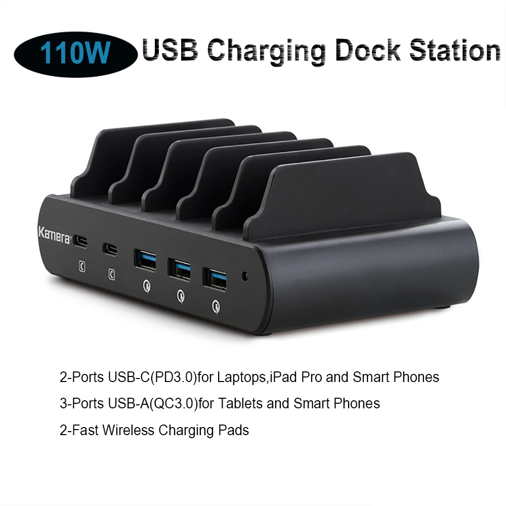 110W 5 Port USB Type C Laptop Charger Fast Charging  Dock Station PD 3.0 QC 3.0 Charger For Xiaomi Mi Note 10/Mi 11 T/Mi 10S/5C