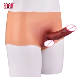 FAAK Wearable Penis Silicone Pants With Realistic Dildo Skin Touch Pants Strecthable Sex Toys For Lesbian Women Flirting