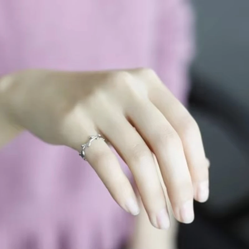 925 Sterling Silver Rings For Women Simple Leaves Open Ring Hypoallergenic Sterling Silver Jewelry Gifts For Girls