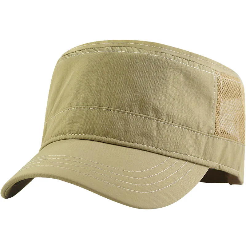 Men's large size hat quick-drying flat top hat outdoor leisure sun hat women big size mesh army cap 56-60cm 61-68cm Hiking cap