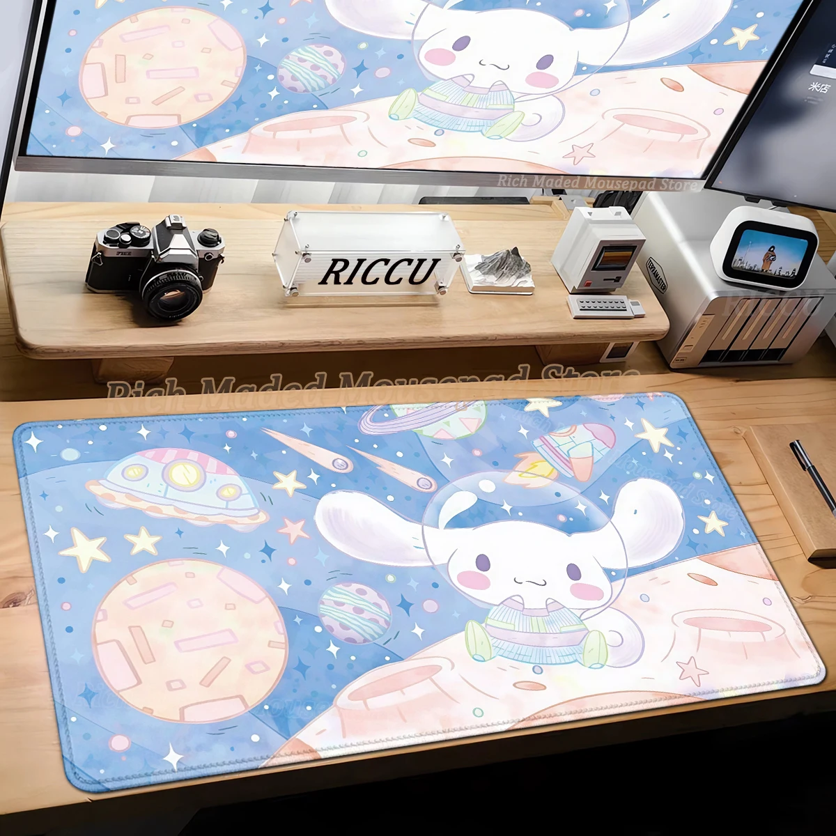 

Коврик для мыши Sanrios Cute Cinnamorolls Коврик для мыши HD Печать Компьютерный геймер Запирающийся край Нескользящий XXL 90x40 см Клавиатура ПК Настольный коврик