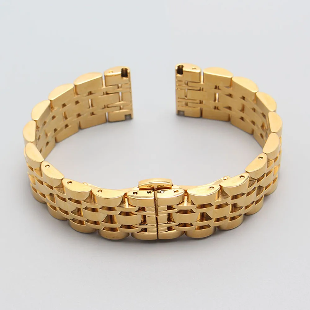 New Arrival Pure Gold Color Watchbands Bracelet for Women Wholesale Fashion Jewelry Watches accessories men strap 14mm 16mm 20mm