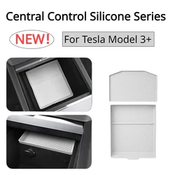 Central Control Storage Box for Tesla Model 3+ Armrest Box Mat Silicone Storage Box Pad New Model3 Highland 2024 Car Accessories