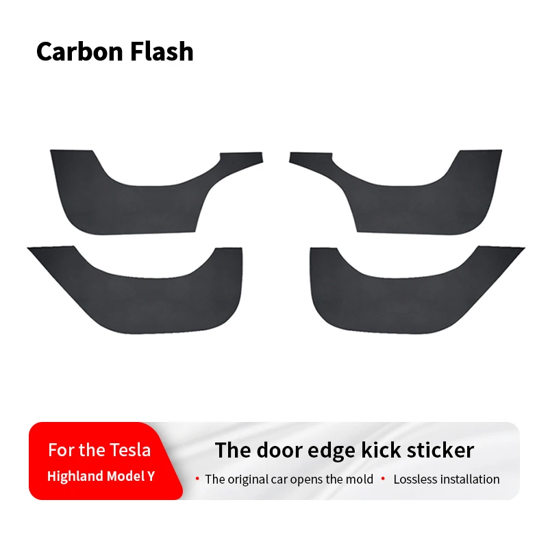 Carbon Flash For Tesla 2025 Model Y Car Door Glove Box Anti Kick Pad Side Edge Film Protector Sticker Threshold Anti-Dirty