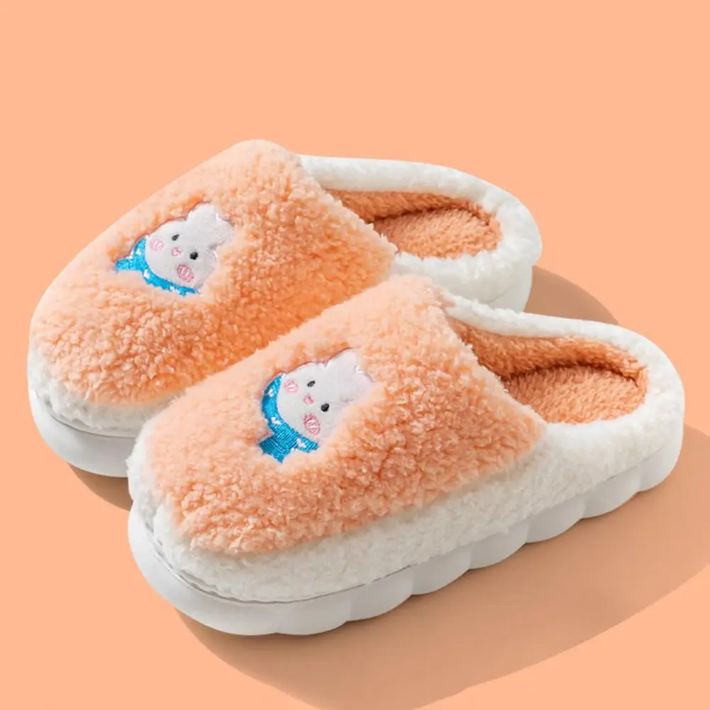 Cute Squinting Sheep Winter New Women Slipper Soft Heel Man Platform Fur Warm Indoor Comfortable Home Fluffy Home Slippers