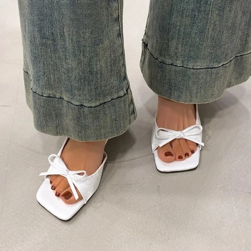 2026 Summer Floral High Heel Women Sandals Fashion Square Toe Stripper Party Shoes Ladies Elegant Singbacks Sandalias Shoes
