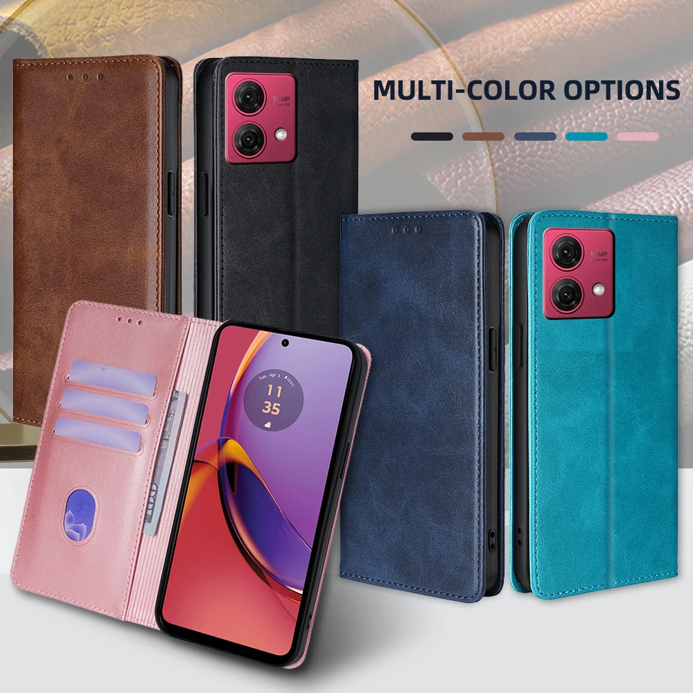 Gefenis Leather Wallet Mobile Phone Case For Motorola G84 G54 G14 G73 G53J G53Y G53 G23 G13 G72 G62 G52J Flip Case With Cover St