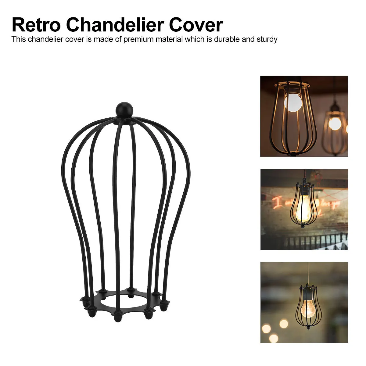 

1Pcs American Style Retro Vintage Black Chandelier Cover Iron Wire Light Cover Home Decor Party Supplies