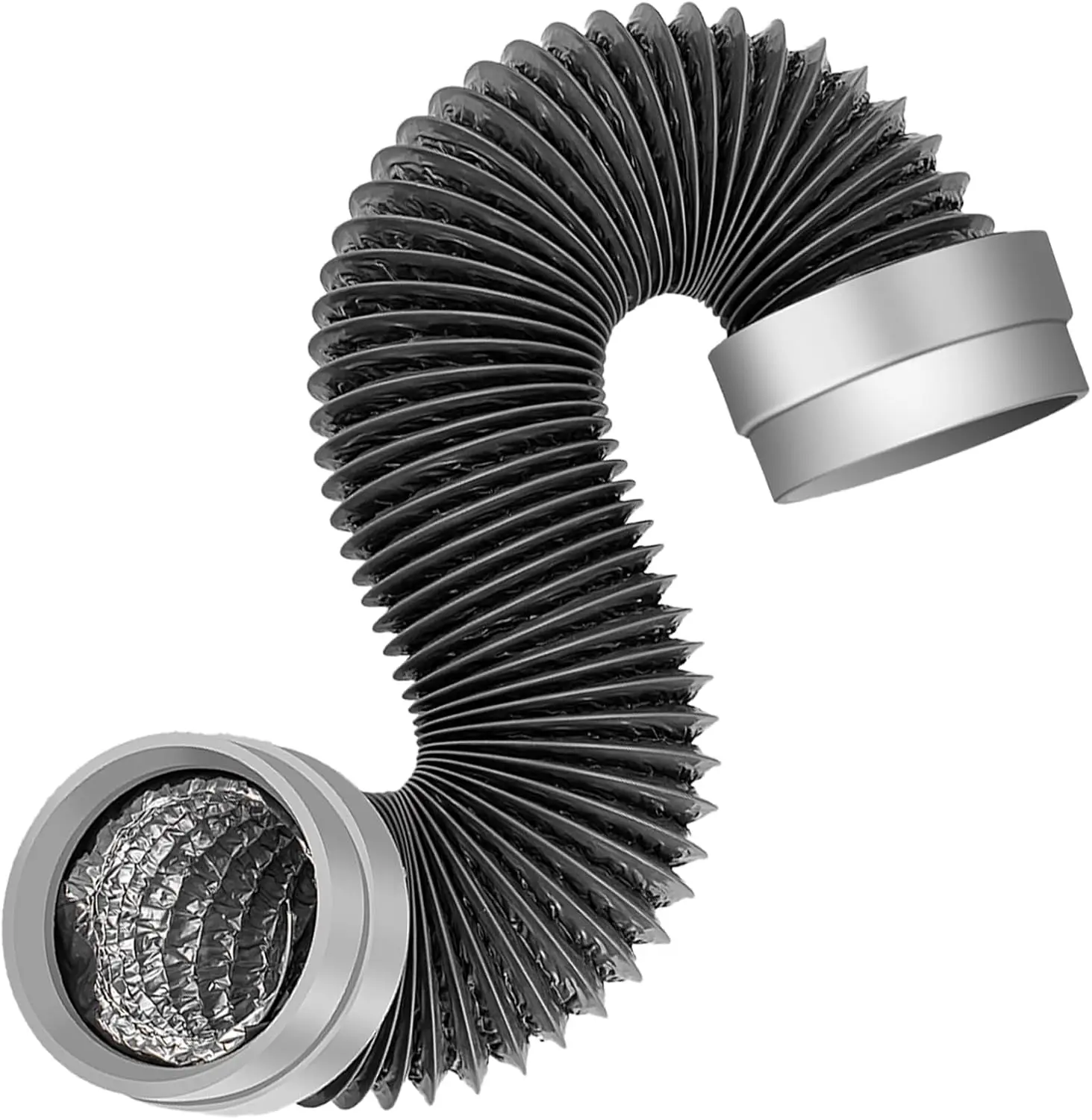 

5-футовый (1,5 м) алюминиевый воздуховод для сушилки с резиновыми уплотнителями, термостойкий гибкий шланг для ограниченных пространств