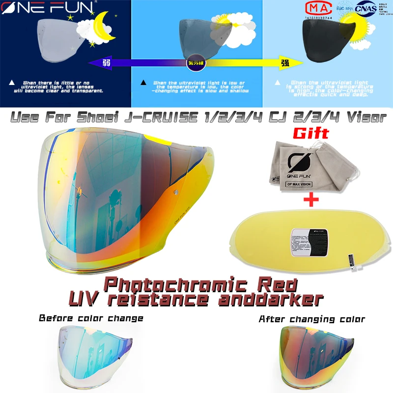 Photochromic Motorcycle Helmet Visor Replacement for SHOEI J-Cruise1/2/3 J-Force4/5 CJ2 Scratch-Resistant UV-Protected Anti-fog