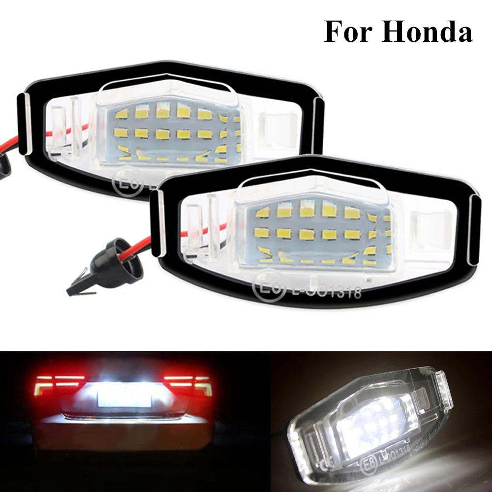 

2 Pcs For Honda Odyssey Legend Accord Civic 7 8 9 City 4 MR-V Led Car Number Lamp Assembly Auto License Plate Light Luces