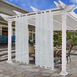 Outdoor Sheer Curtain, Waterproof and Windproof Drape for Patio, Gazebo, Deck and Pergola, Top and Bottom Grommet, Customize