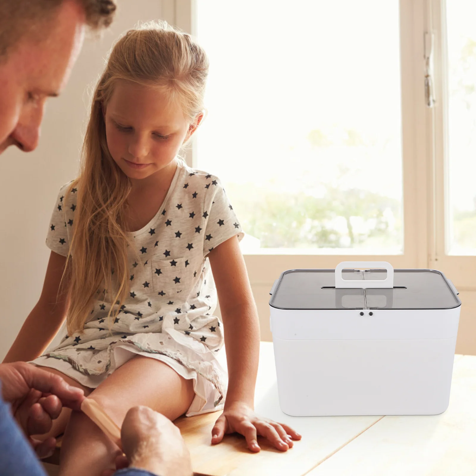 1 قطعة مجموعة الطب سعة كبيرة شفافة طبقة مزدوجة البلاستيك صندوق الإسعافات الأولية المحمولة للمنزل مكتب المدرسة السفر