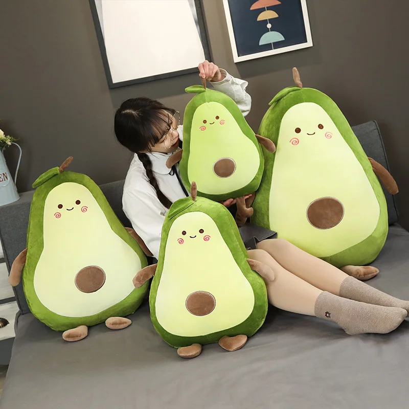 New Lovely Giant Avocado Plush Pillow Stuffed Fruit Green Plushie Doll Big Soft Girl Sleeping Room Decor Cute Birthday Gift