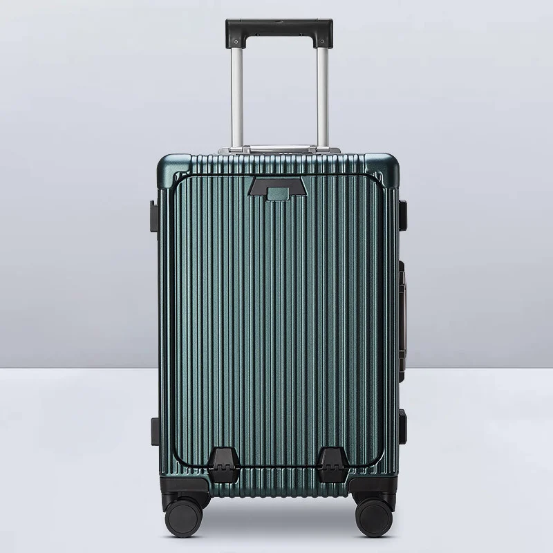 20/24 inch Travel suitcase on wheels TSA  Aluminum frame Front opening rolling luggage case USB middle size luggage with Wheels