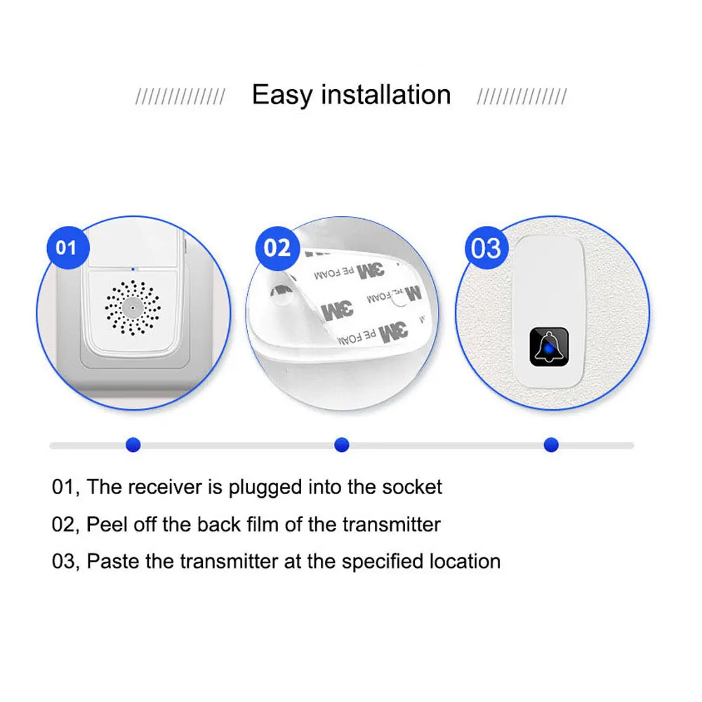 2024 New Wireless Doorbell Home Welcome Door Bell 300M Long Wireless Distance 58 Songs Home Welcome Chimes ringtone Colorful