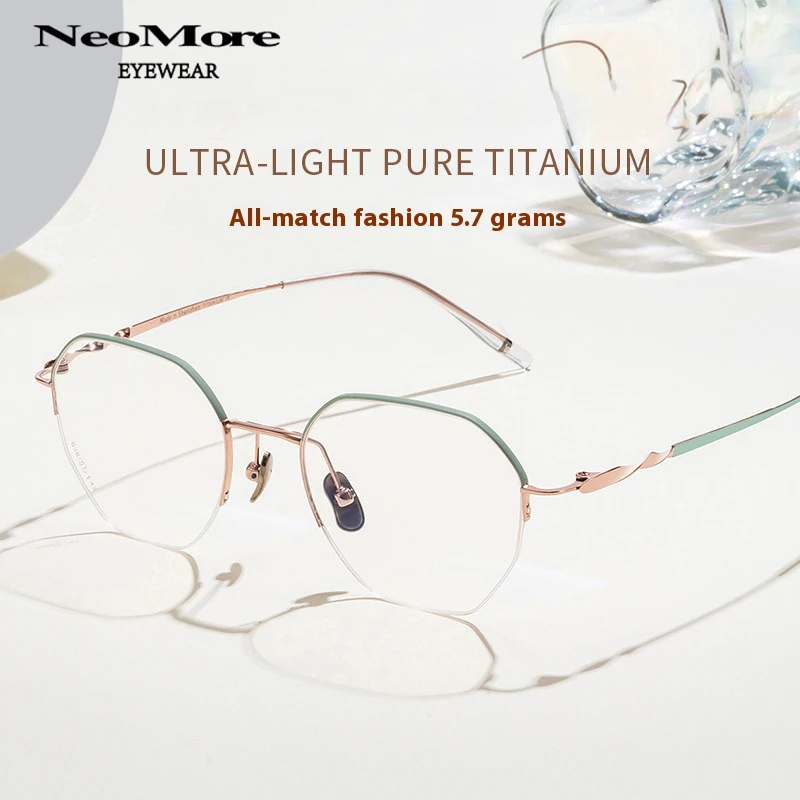 Moda retro de alta qualidade óculos de titânio ultra leve óculos de prescrição semi quadro óptico miopia óculos quadro