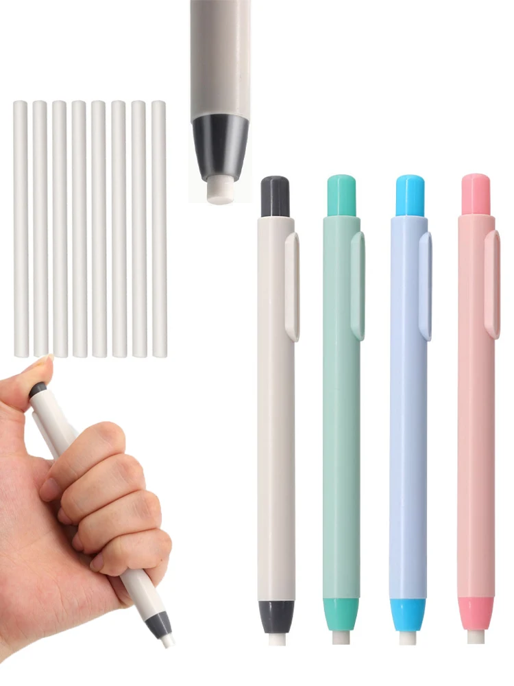 Gomme à crayon créative en forme de stylo, 11 pièces/ensemble 4 couleurs, Type presse, avec noyau de remplacement blanc, fournitures de papeterie effaçables pour écriture