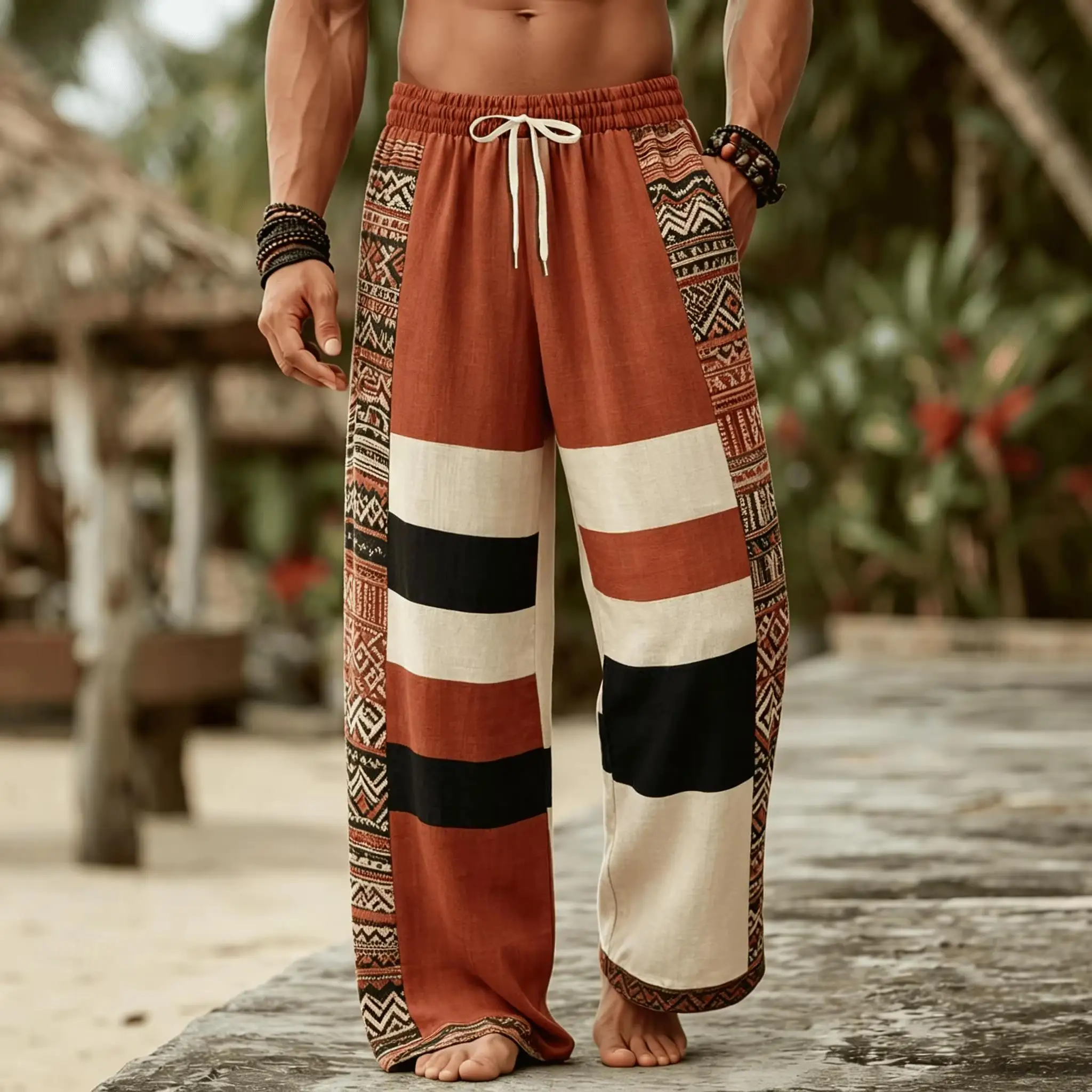

2026 Summer Fashion New Bohemian Ethnic Style Loose Straight Leg Pants For Men And Women Outdoor Sports Street Casual 3D Pants