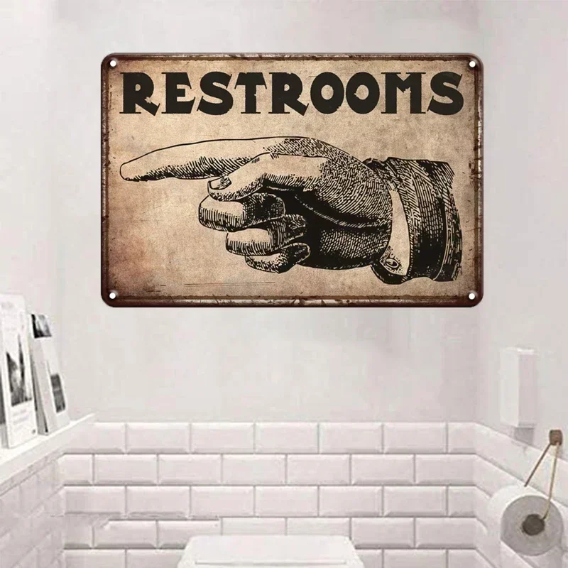 Vintage Metal Sign Home Funny Decor Toilet Tin Sign WC Lavatory Toilettes Wall Art Bathroom Restroom Toilet Wall Decoration Pub