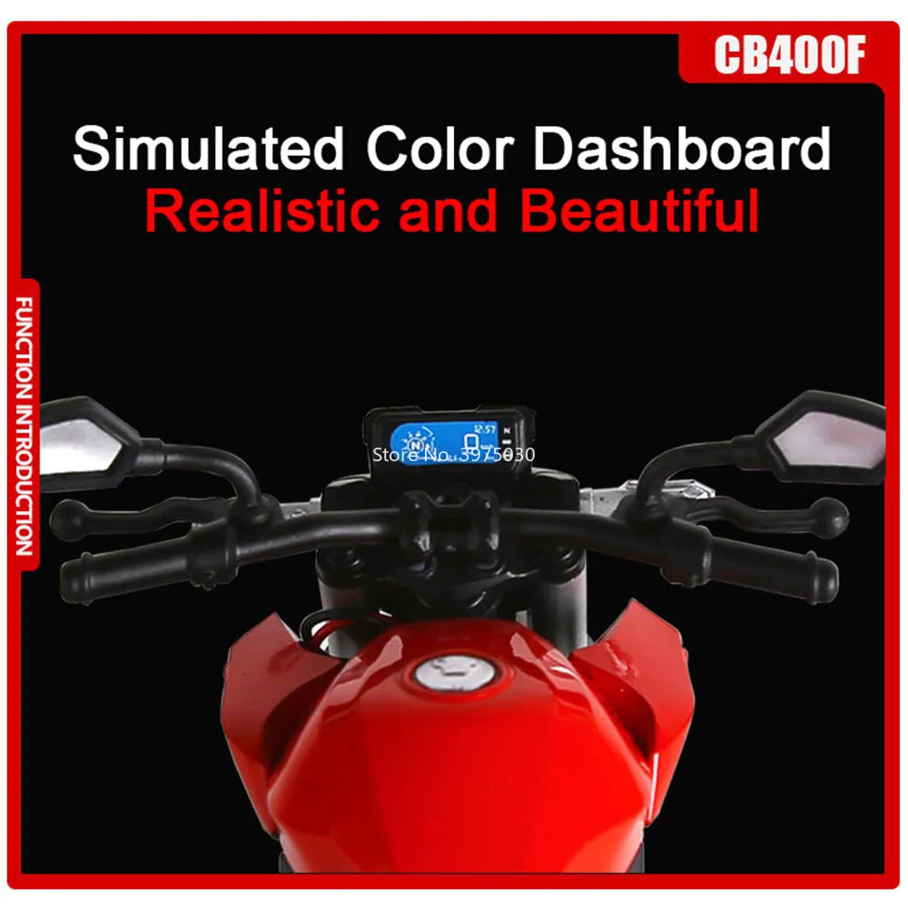 1:12 혼다 CB400F 오토바이 자동차 장난감 합금 다이캐스트 모델 라이트 사운드 고무 타이어 미니어처 차량 유아 어린이 선물