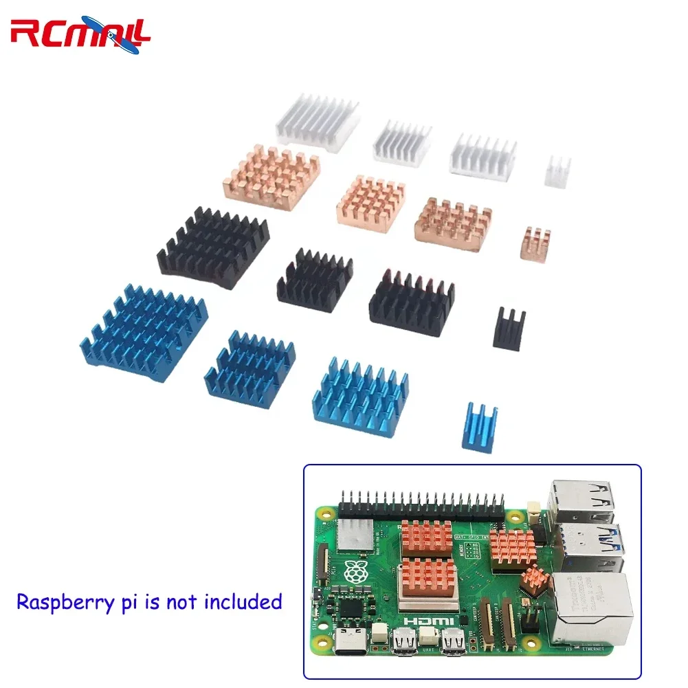 Heat Sink Copper Heatsink Aluminum Heatsinks Passive Cooling Pad with Self-Adhesive Radiator for Raspberry Pi5