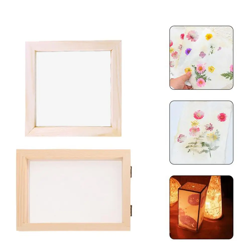 Paper Making Screen Kit, Includes Wooden Paper Making Mold Frame, Dried Flowers, Sponge for DIY Paper Craft