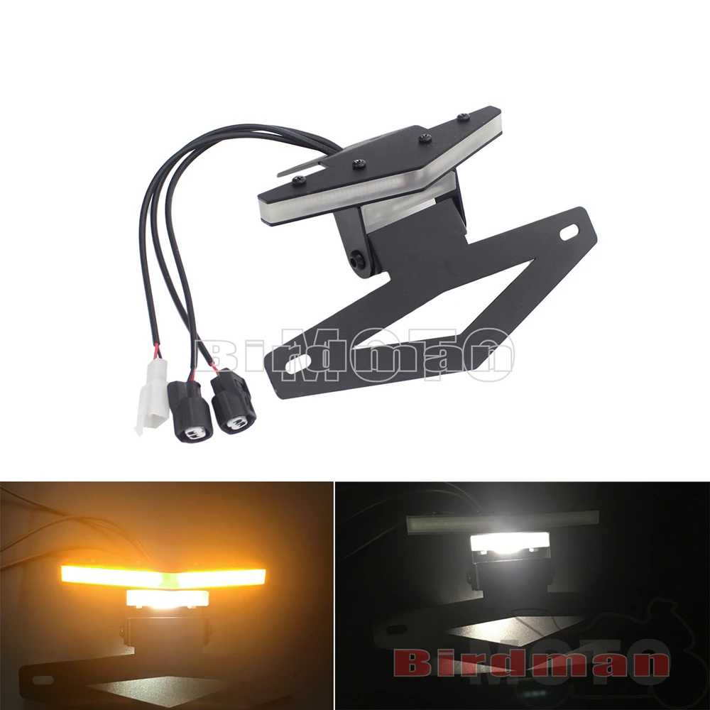 Lampu pelat sinyal belok LED rapi sepeda motor, braket Eliminator Fender untuk Kawasaki Ninja 363 ZX-6R 2009-18 ZX-10R 2008-2010