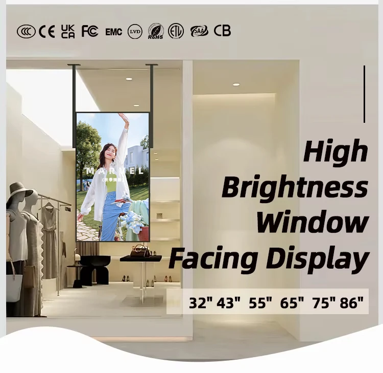 

Цифровая рекламная панель для розничных магазинов: 4K LCD-экран высокой яркости, потолочное крепление, емкостный сенсорный экран для витрин