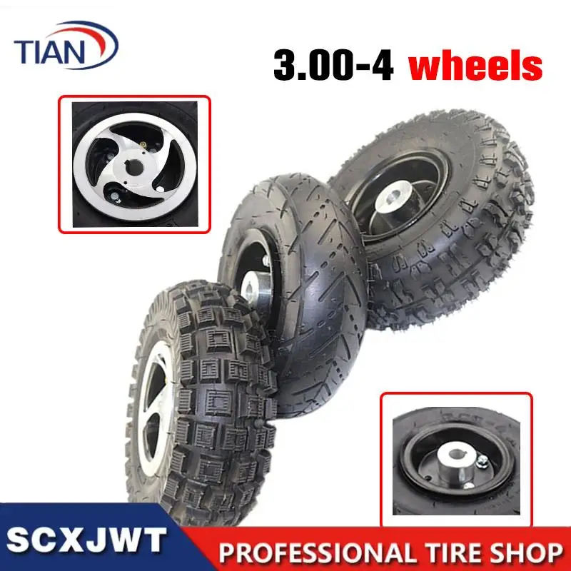Electric Scooter Road Tire 3.00-4 Tire with rim 17/19MM 10 Inch Electric Scooter Road Tire 4 Inch Alloy Rims Hub